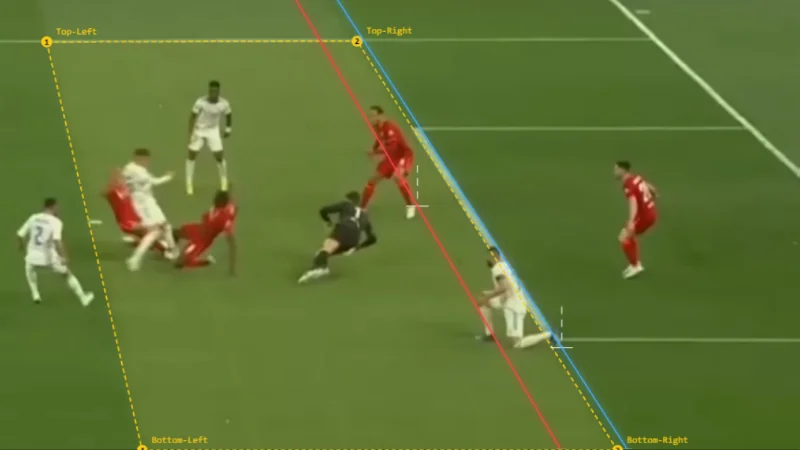 Offside checker result showcasing a clear offside decision