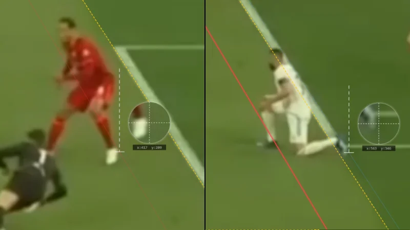 Correct offside line placement on an offside position using the right perspective calibration